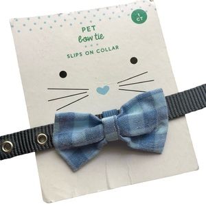 Cat Dog Collar + Bow Tie Blue Gray NEW
